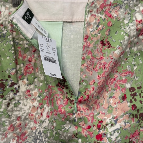 J.Crew Factory Floral Skirt Women’s 2 Green Pink Abstract Print Cotton Lined - Picture 3 of 6